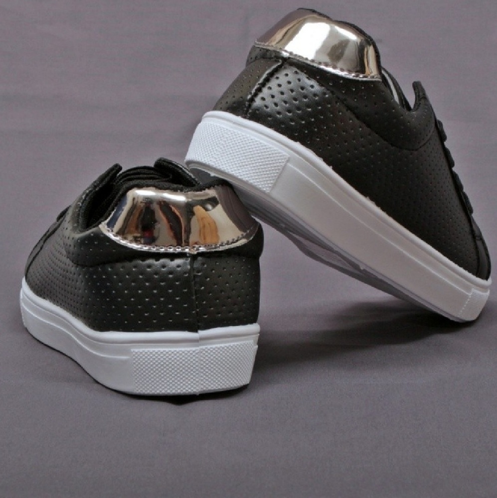 Black w/ gold platform sneakers